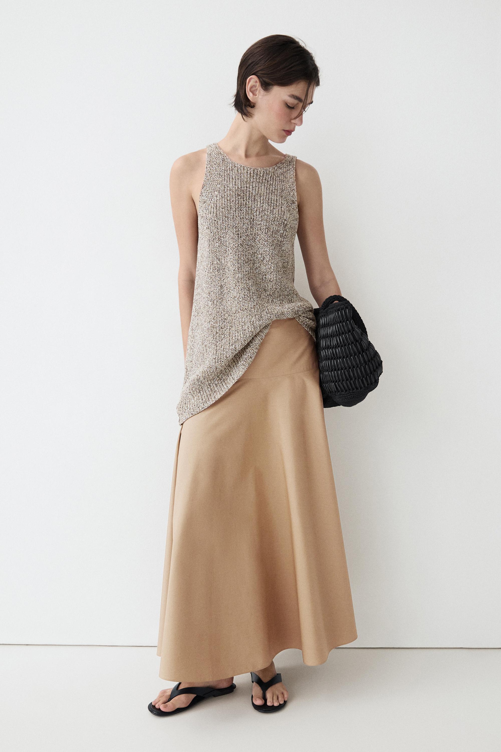 Flounce midi skirt with yoke detail